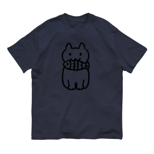 サカナのおもちゃとネコ　シンプル オーガニックコットンTシャツ