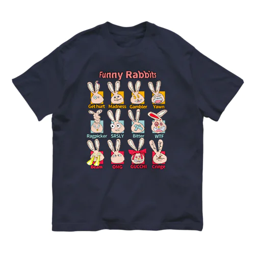 ご機嫌なうさぎ🐰　12匹ver オーガニックコットンTシャツ