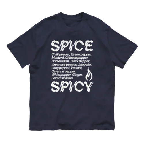 SPICE SPICY（White） オーガニックコットンTシャツ