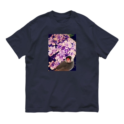 ノスタルジーな紫陽花と文鳥さん Organic Cotton T-Shirt