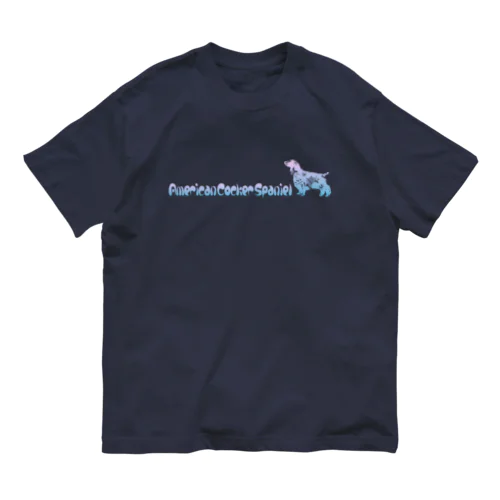 花-sun2 コッカー　文字あり オーガニックコットンTシャツ