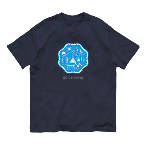 キャンプサイト（Blue） オーガニックコットンTシャツ