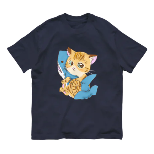 サメ好き猫さん オーガニックコットンTシャツ