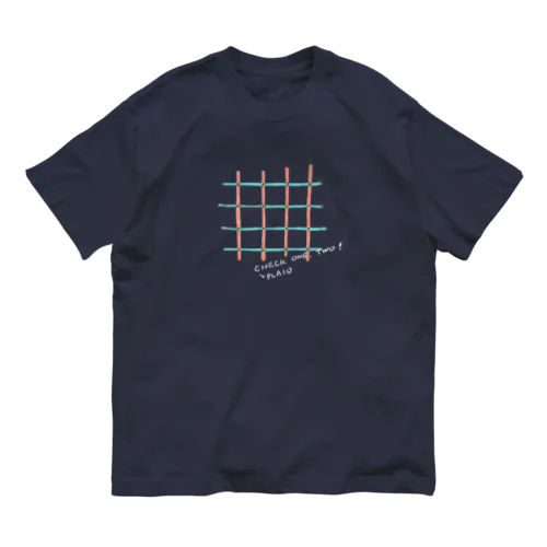 check one two！(赤×水色） Organic Cotton T-Shirt