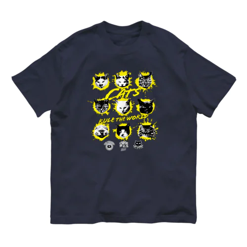 猫が世界を支配する9FACES（黄） Organic Cotton T-Shirt