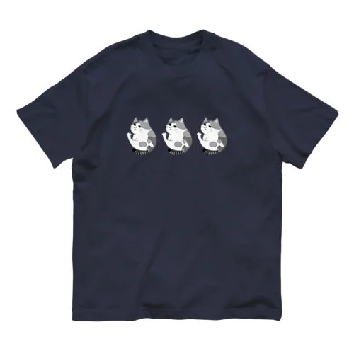 3匹のコミックタッチ三毛ちゃん🖤🤍🖤 〘モノクロ〙 Organic Cotton T-Shirt