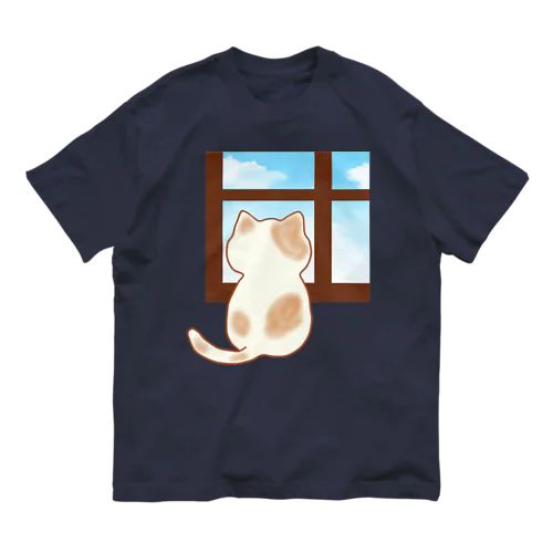 猫 〜窓辺のひととき〜 オーガニックコットンTシャツ