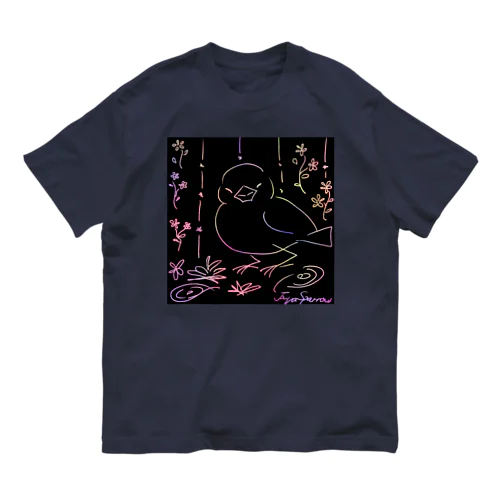 文鳥スクラッチ オーガニックコットンTシャツ