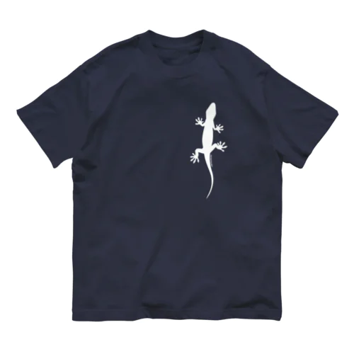 lizard（ヤモリ／ホワイト オーガニックコットンTシャツ