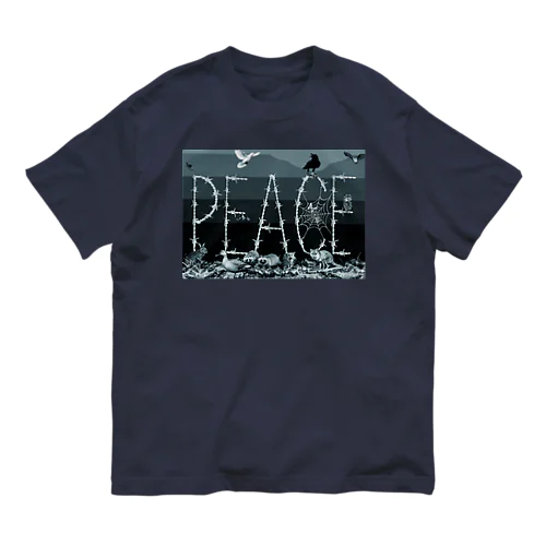 PEACE有刺鉄線-MAD AMANO オーガニックコットンTシャツ
