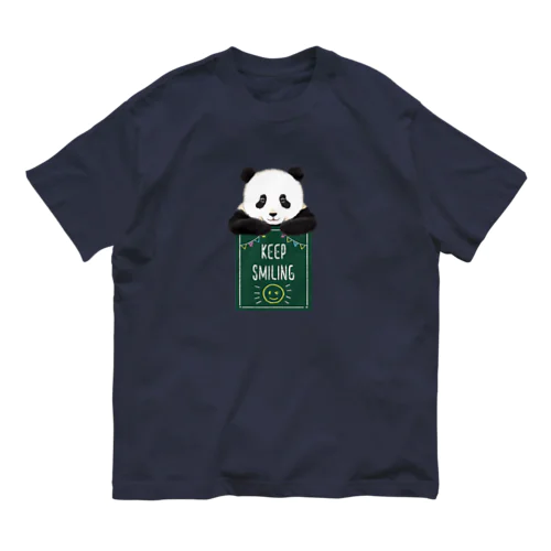 黒板パンダいつでも笑顔で Organic Cotton T-Shirt