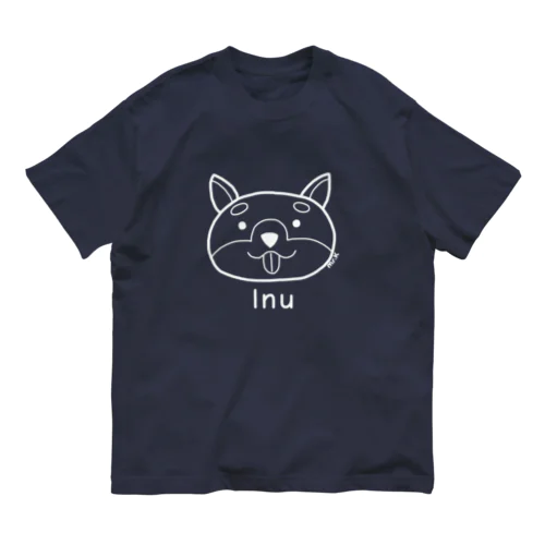 Inu (犬) 白デザイン オーガニックコットンTシャツ