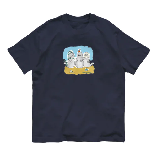 海ゴミに悩むアザラシ3兄弟 Organic Cotton T-Shirt