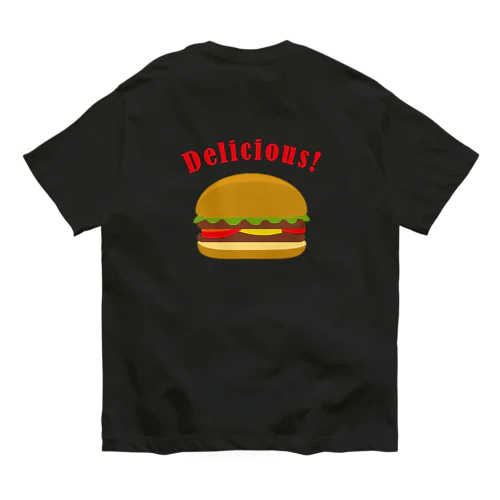 ハンバーガー002_backprint オーガニックコットンTシャツ