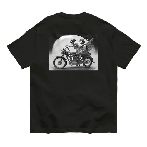 バイクとガイコツ（黒メイン） Organic Cotton T-Shirt