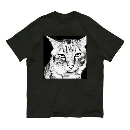 じとっとした目で見つめる猫　不透明 Organic Cotton T-Shirt