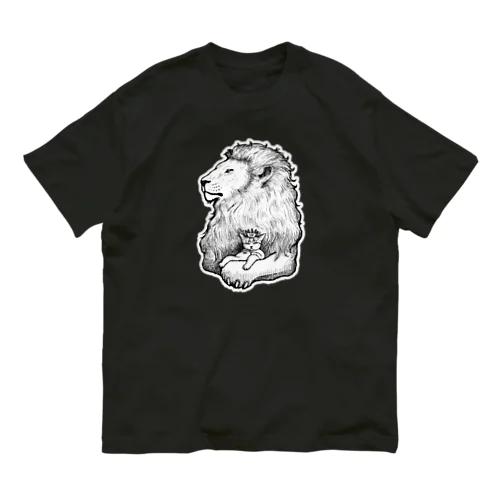 カブと獅子(モノクロ) オーガニックコットンTシャツ