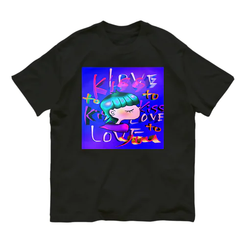 ｢KISS YOU｣～sing with your heart～ブルー Organic Cotton T-Shirt