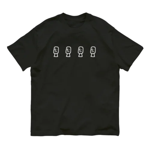 イースター島のモアイ(白ヌキ) Organic Cotton T-Shirt