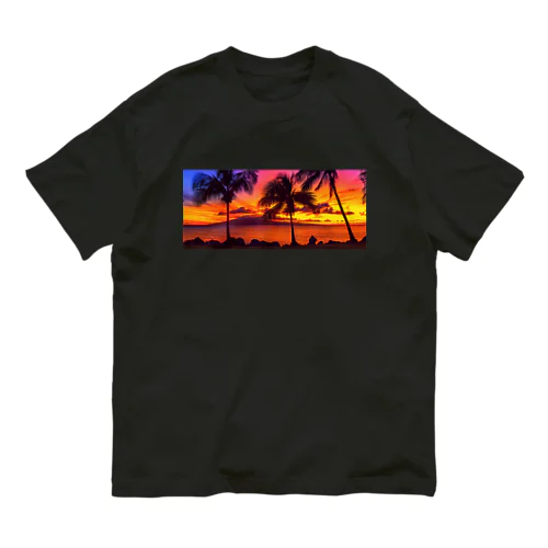 ハワイ サンセット パノラマ オーガニックコットンTシャツ