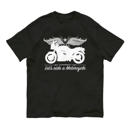 バイクに乗ろうぜ！1（白シルエット） Organic Cotton T-Shirt