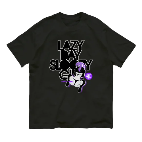 LAZY DAY SLOOPY GIRL 0574 ブラックフーディー女子 エロポップ ロゴ Organic Cotton T-Shirt