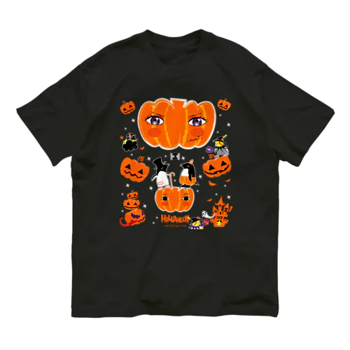 THE GREAT PUMPKIN カボチャ大王のお出まし アデリーペンギン オカメインコ オーガニックコットンTシャツ