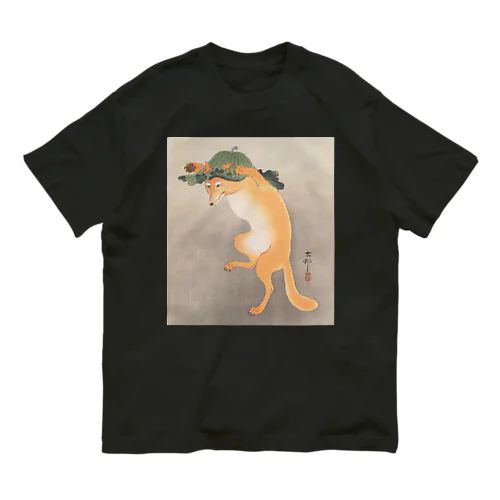 日本画：浮世絵；踊る狐 オーガニックコットンTシャツ