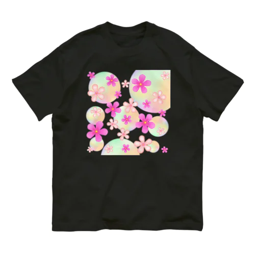 ニチニチソウとシャボン玉 Organic Cotton T-Shirt