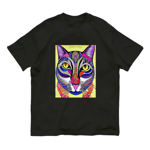 カラフルでエスニックテイストでポップな猫－Colorful, ethnic flavored, pop cat. Organic Cotton T-Shirt