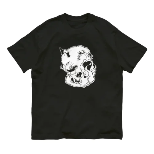 Cats And Skulls White オーガニックコットンTシャツ