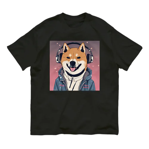 音楽を聴く柴犬 Organic Cotton T-Shirt