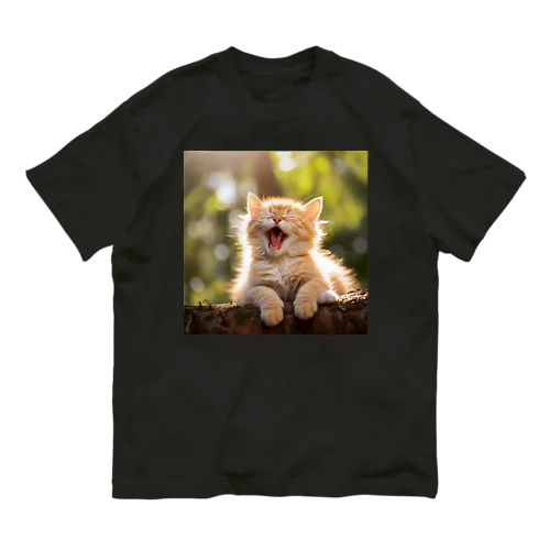 子猫のあくび　yawning kitty Organic Cotton T-Shirt