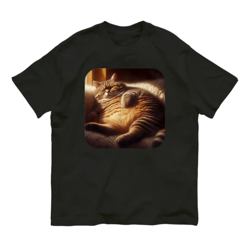 春眠のネコ オーガニックコットンTシャツ