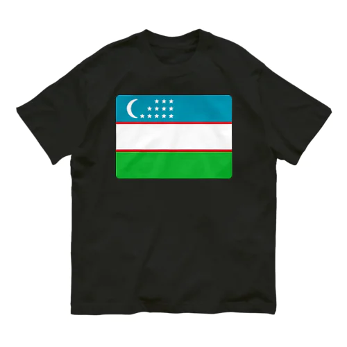 ウズベキスタンの国旗 オーガニックコットンTシャツ