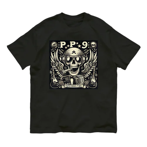 バンド風Tシャツ　髑髏 オーガニックコットンTシャツ