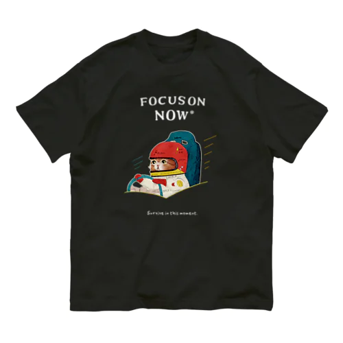 「FOCUS ON NOW_レーサーの猫」 オーガニックコットンTシャツ