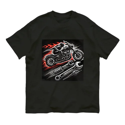 ワイルドライダー・メカニック ロゴ オーガニックコットンTシャツ