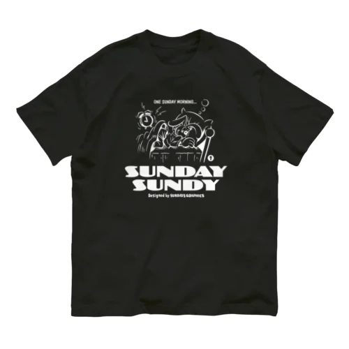 SUNDAY SUNDY No.1 (白ロゴ） オーガニックコットンTシャツ