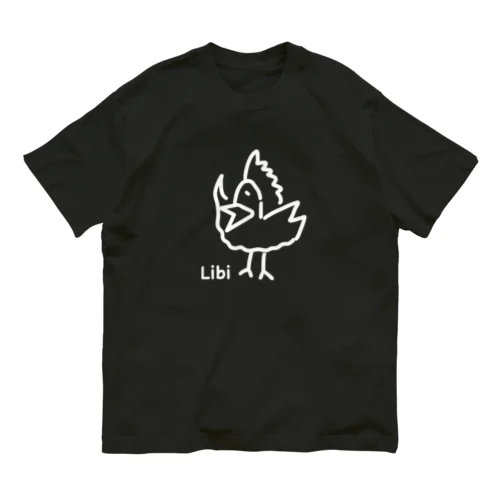 Libi(にわとり)白文字 オーガニックコットンTシャツ