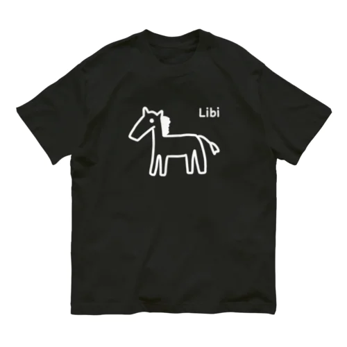 Libi(うま)白文字 オーガニックコットンTシャツ