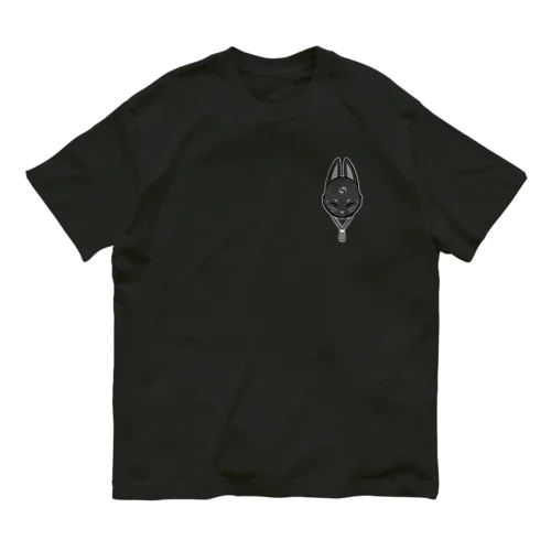 狐面（黒白） オーガニックコットンTシャツ