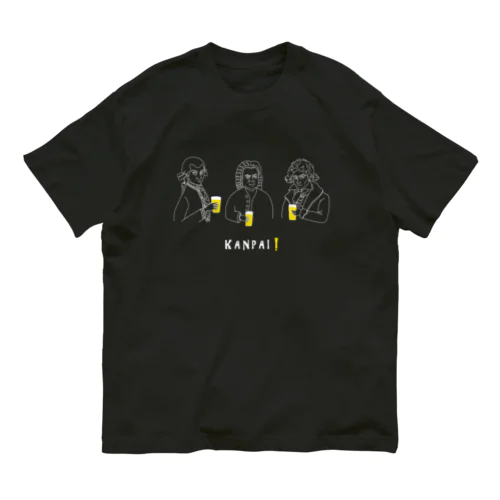 偉人 × BEER（三人の音楽家）白線画 オーガニックコットンTシャツ