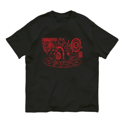 サイバーべこ_red オーガニックコットンTシャツ