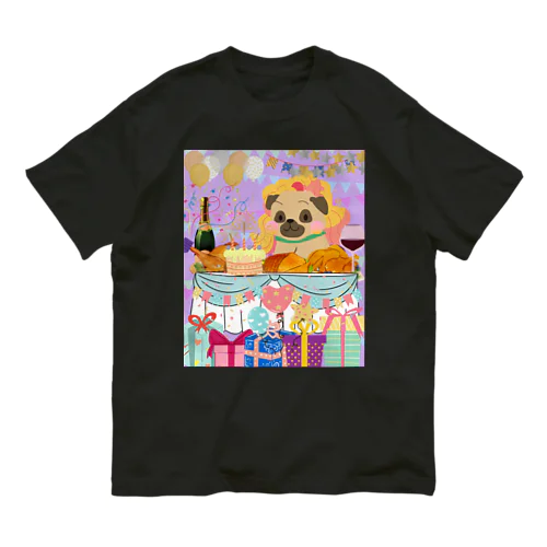 Dog in a wig at a feast! Organic Cotton T-Shirt