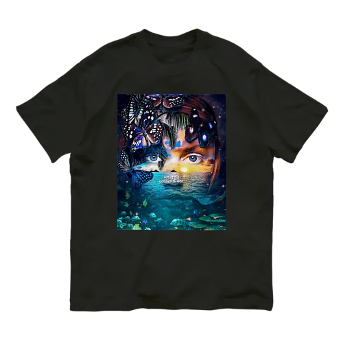 (サイズをリメイク)海中フェイスアート オーガニックコットンTシャツ