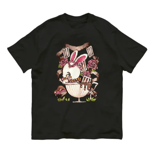 不思議の国のアリス×チョコレート／時計ウサギ／Ateliecinnamon オーガニックコットンTシャツ