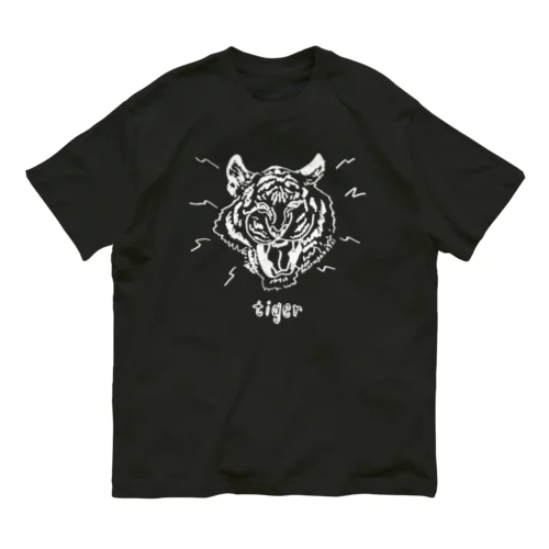 タイガー　白抜き オーガニックコットンTシャツ