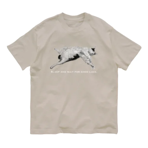 【地域猫うし子】果報は寝て待て！ Organic Cotton T-Shirt