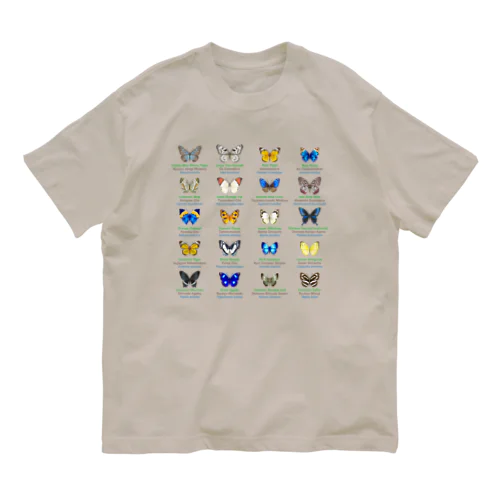 日本の蝶 Butterflies of Japan 2（南西諸島 Nansei Islands）★英名、和名、学名 [ライトカラー] オーガニックコットンTシャツ